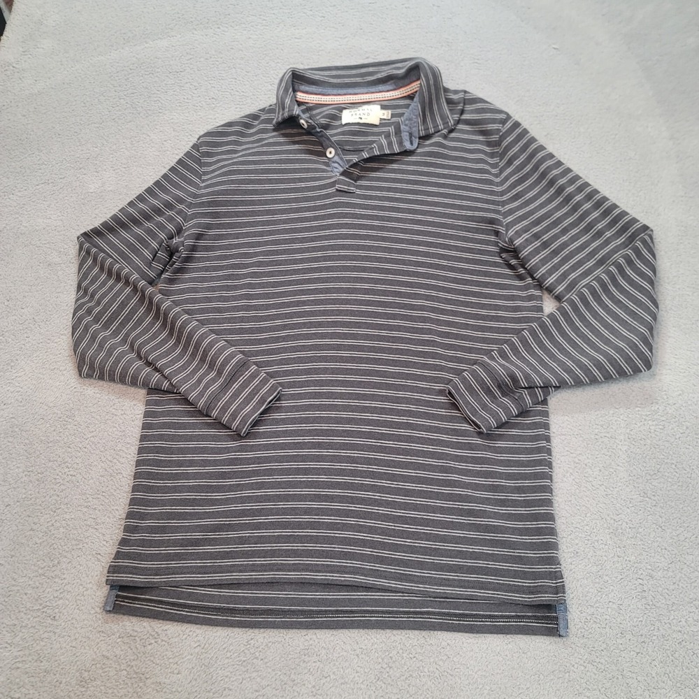The Normal Brand Mens M Gray Striped 1/4 Button Henley Sweater Stretch Pullover